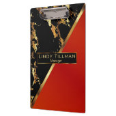 Porte-bloc Design en marbre rouge, noir et or (Gauche)