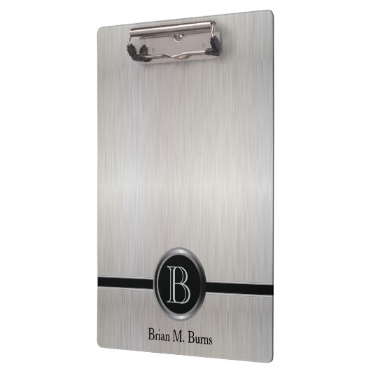 Porte-bloc Design Monogramme Exécutif - Acier Bracelet Blanc (Gauche)