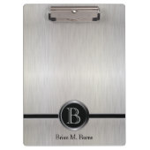 Porte-bloc Design Monogramme Exécutif - Acier Bracelet Blanc (Devant)