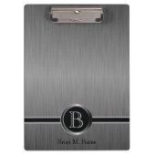 Porte-bloc Design Monogramme Exécutif - Acier Bracelet Noir (Devant)