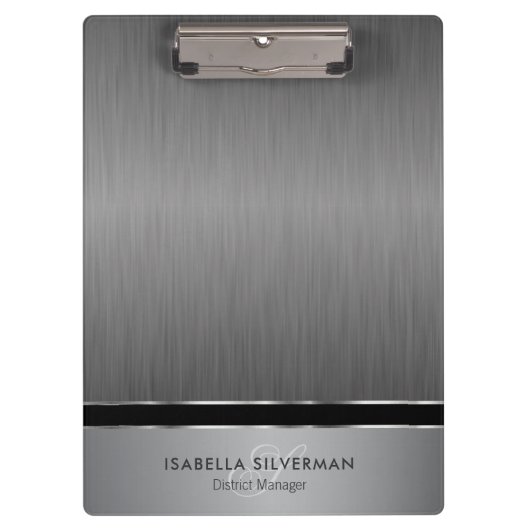 Porte-bloc Design Monogramme Exécutif - Acier Brush (Devant)