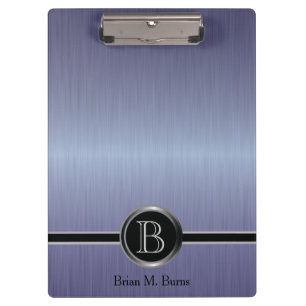 Porte-bloc Design Monogramme Exécutif - Sapphire Brush Steel