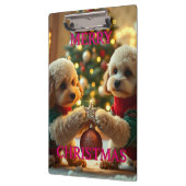 PORTE-BLOC DEUX CANICHE FÊTANT NOËL (Gauche)