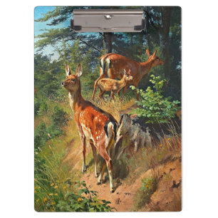 Porte-bloc Deux Cerfs Et Mignonnes Fawn Dans La Forêt