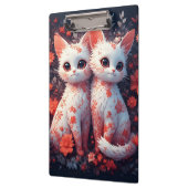 Porte-bloc Deux chatons blancs et fleurs (Gauche)