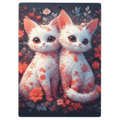 Porte-bloc Deux chatons blancs et fleurs (Dos)