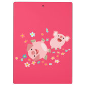 Porte-bloc Deux cochons de dessin animé mignons sur un tablea (Dos)