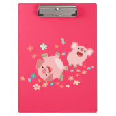 Porte-bloc Deux cochons de dessin animé mignons sur un tablea (Devant)