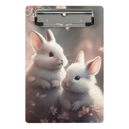 Porte-bloc Deux lapins mignons avec sakura Mini Porte - bloc (Devant)