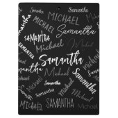 Porte-bloc Deux noms couple motif monogramme noir gris blanc (Dos)