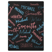 Porte-bloc Deux noms couples motif monogramme bleu rose clair (Dos)