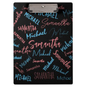 Porte-bloc Deux noms couples motif monogramme bleu rose clair (Devant)