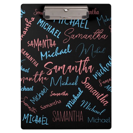 Porte-bloc Deux noms couples motif monogramme bleu rose clair (Devant)