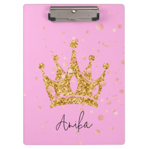 Porte-bloc diadème princesse rose paillettes