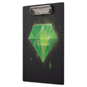 Porte-bloc Diamant vert avec nom (Gauche)