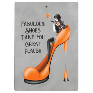 Porte-bloc Divinité de la mode en orange talons aiguilles