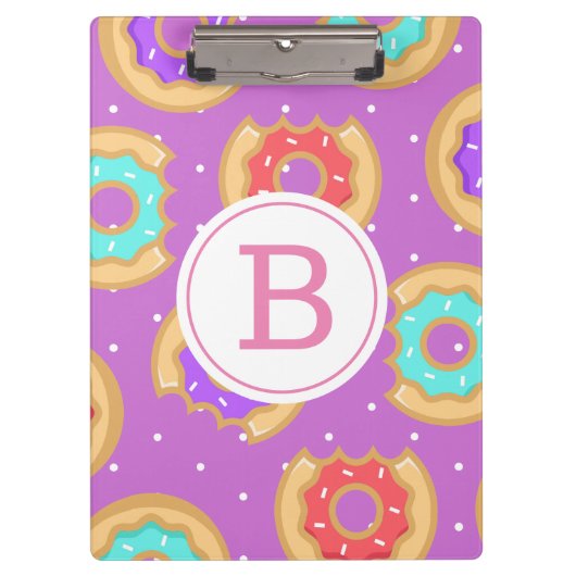 Porte-bloc Donuts et Pois colorés | Monogramme (Devant)