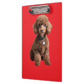 Porte-bloc Dossier rouge de caniche de thé mignon (Gauche)