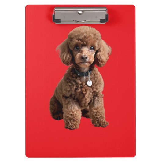 Porte-bloc Dossier rouge de caniche de thé mignon (Devant)