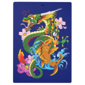 Porte-bloc Dragon chinois vert Koi (Dos)