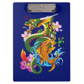 Porte-bloc Dragon chinois vert Koi (Devant)