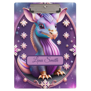 Porte-bloc Dragon Rose Violet, Art Digital Fantaisiste