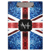 Porte-bloc Drapeau rouge et bleu parties scintillant Monogram (Devant)