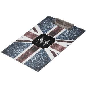 Porte-bloc Drapeau Rustique UK rouge bleu étincelants parties