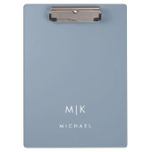 Porte-bloc Dusty Blue | Monogramme moderne (Devant)