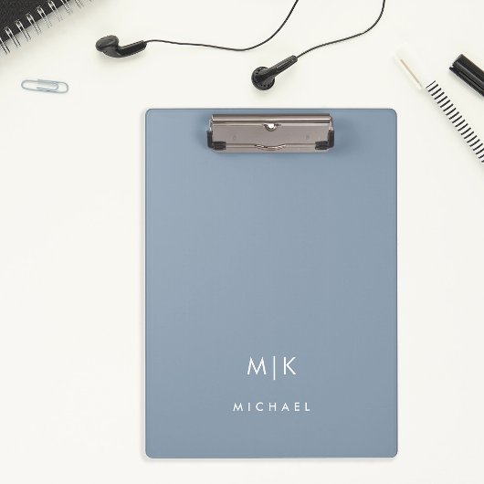 Porte-bloc Dusty Blue | Monogramme moderne