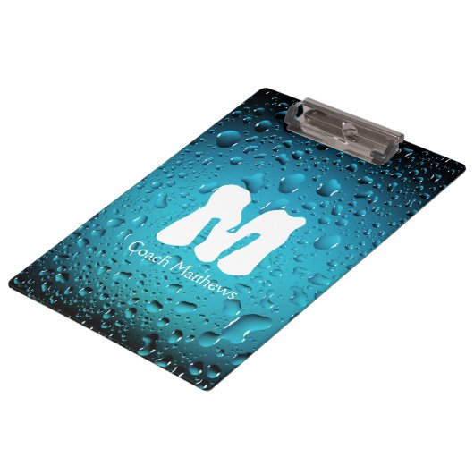 Porte-bloc Eau bleu Cool élégant gouttes avec Monogram (Incliné)