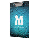 Porte-bloc Eau bleu Cool élégant gouttes avec Monogram (Gauche)