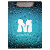 Porte-bloc Eau bleu Cool élégant gouttes avec Monogram (Devant)