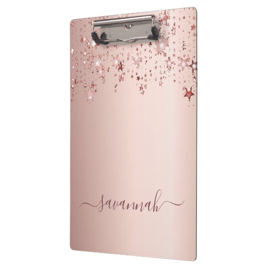 Porte-bloc Écriture de nom d'étoiles d'or rose (Gauche)