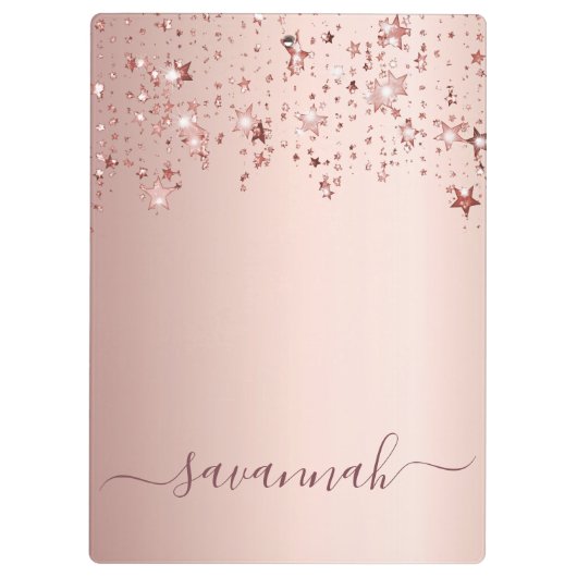 Porte-bloc Écriture de nom d'étoiles d'or rose (Dos)