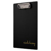 Porte-bloc Écriture noire et or | Monogramme moderne élégant (Gauche)