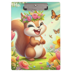 Porte-bloc Écureuil du printemps mignon et heureux