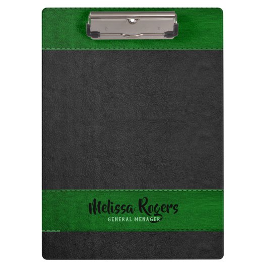 Porte-bloc Effet Faux en cuir noir et vert (Devant)