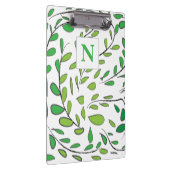 Porte-bloc Élégant aquarelle vert Feuille Monogramme (Swatch)