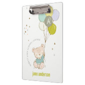 Porte-bloc Élégant Bleu Ours Bleu Garçons Monogramme (Gauche)