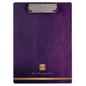 Porte-bloc Élégant classe en cuir violet or monogrammed (Devant)
