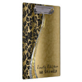 Porte-bloc Élégant Damas Noir & Or Avec Accents Argent (Swatch)