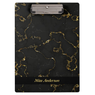 Porte-bloc Élégant Enseignant sur mesure marbré noir et or