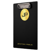 Porte-bloc Elégant Faux Gold Monogramme moderne Modèle noir (Gauche)