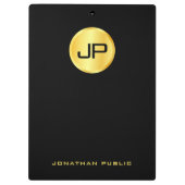 Porte-bloc Elégant Faux Gold Monogramme moderne Modèle noir (Dos)