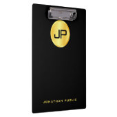 Porte-bloc Elégant Faux Gold Monogramme moderne Modèle noir (Swatch)