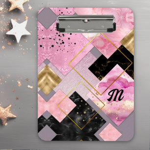 Porte-bloc Elégant faux Parties scintillant rose noir géométr