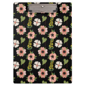 Porte-bloc Elegant Floral Pattern on Black | Chic Botanical (Devant)