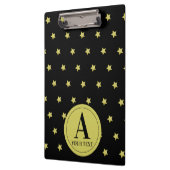 Porte-bloc Elegant Gold & Black Star Pattern Monogram (Gauche)