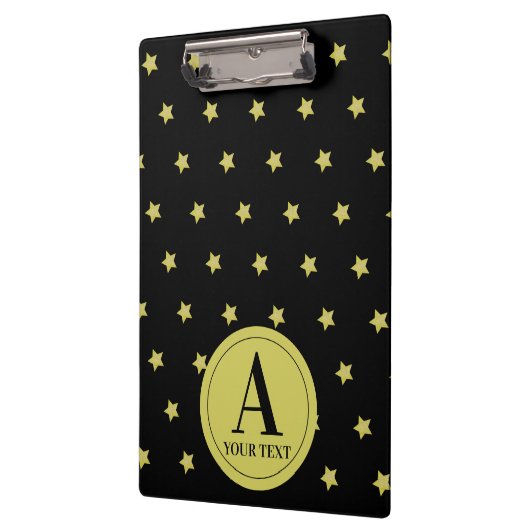 Porte-bloc Elegant Gold & Black Star Pattern Monogram (Gauche)
